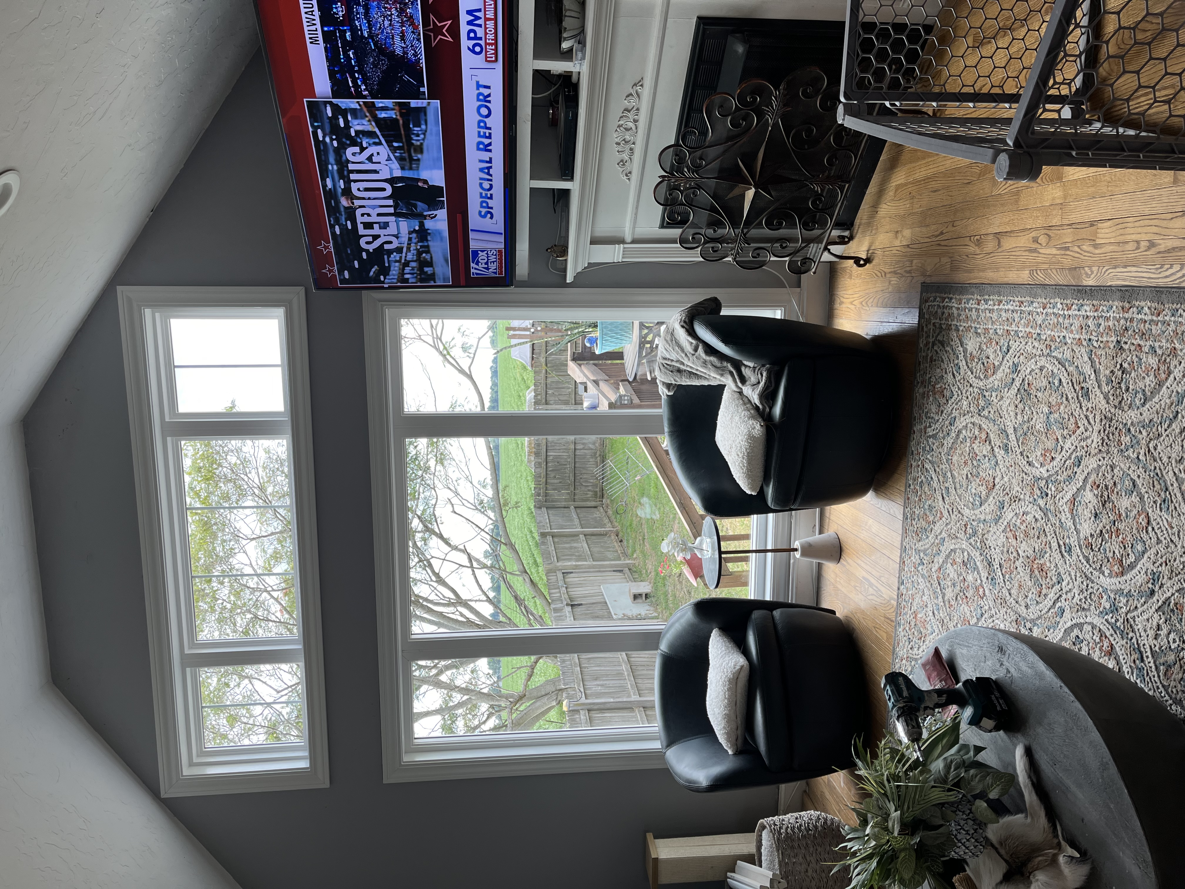 large living room windows overlooking backyard