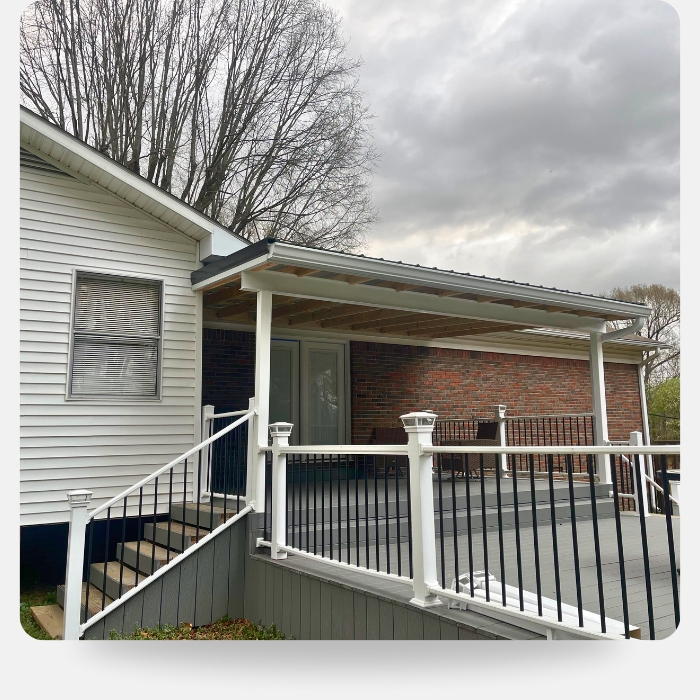 vinyl porch railing with lights on posts
